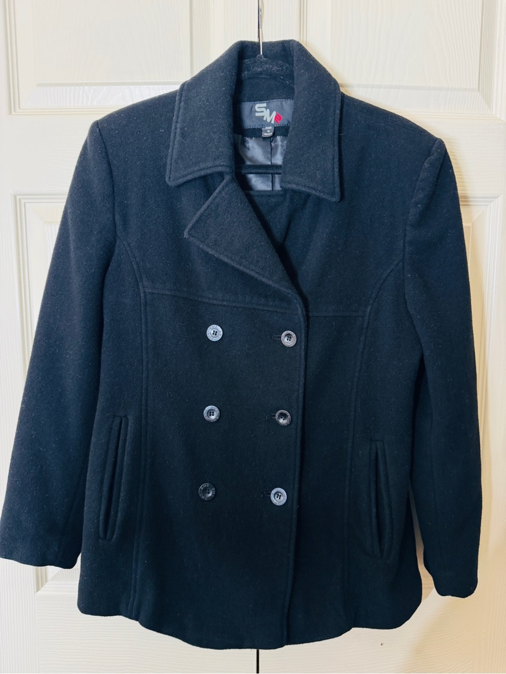 SM2 Stephanie Mathews Pea Coat Wool Women’s Medium Double Breasted Classic